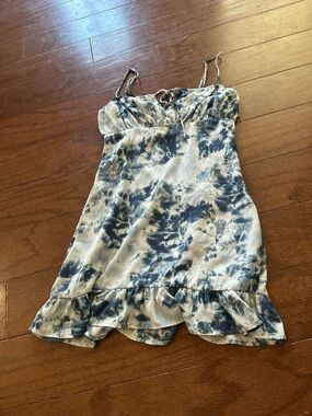 essue Light Blue Tie-Dye Spaghetti Strap Dress